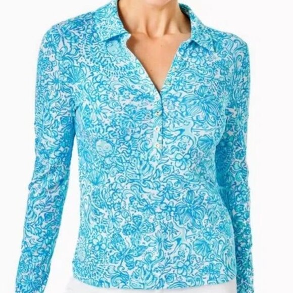 Lilly Pulitzer – Reema Polo Knit Long Sleeve Top – Size L - Picture 2 of 4
